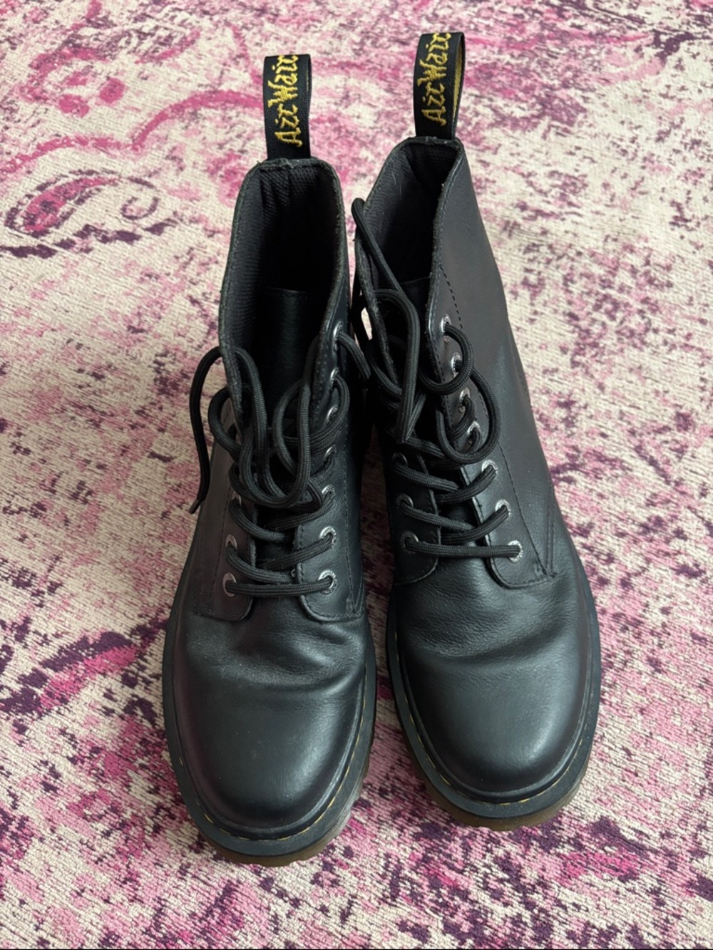 Dr. Martens Black Leather 6-Eye Lace-Up Boots